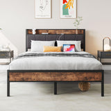 Headboard with Charging Station, Noise Free, Solid and Stable, No Box Spring Needed,