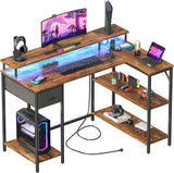 PC Gaming Desk 44 Inch Z Shaped Carbon Fiber Surface Desktop Computer Table with Cup Holder