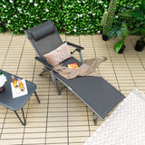 2PCS Outdoor Aluminum Chaise Lounge Chair, Patio Folding Chaise