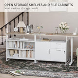 66 Inch Executive L Shaped Standing Desk with 2-Drawer File Cabinet