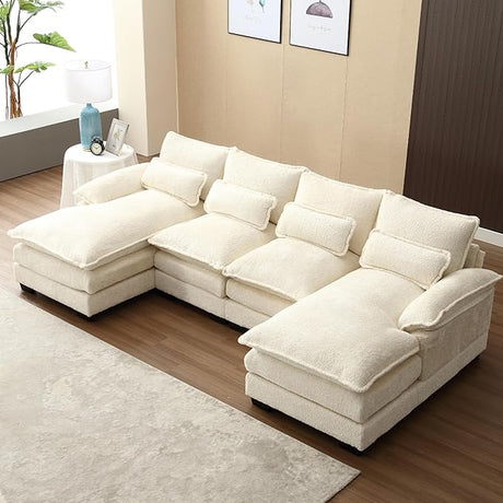 110" Sectional Sofa Cloud Couch for Living Room, Modern Chenille U Shaped Couch