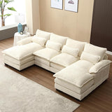 Corduroy Sofa with 5 Matching Cushions for Modern Living Room 3-Seater Sofa