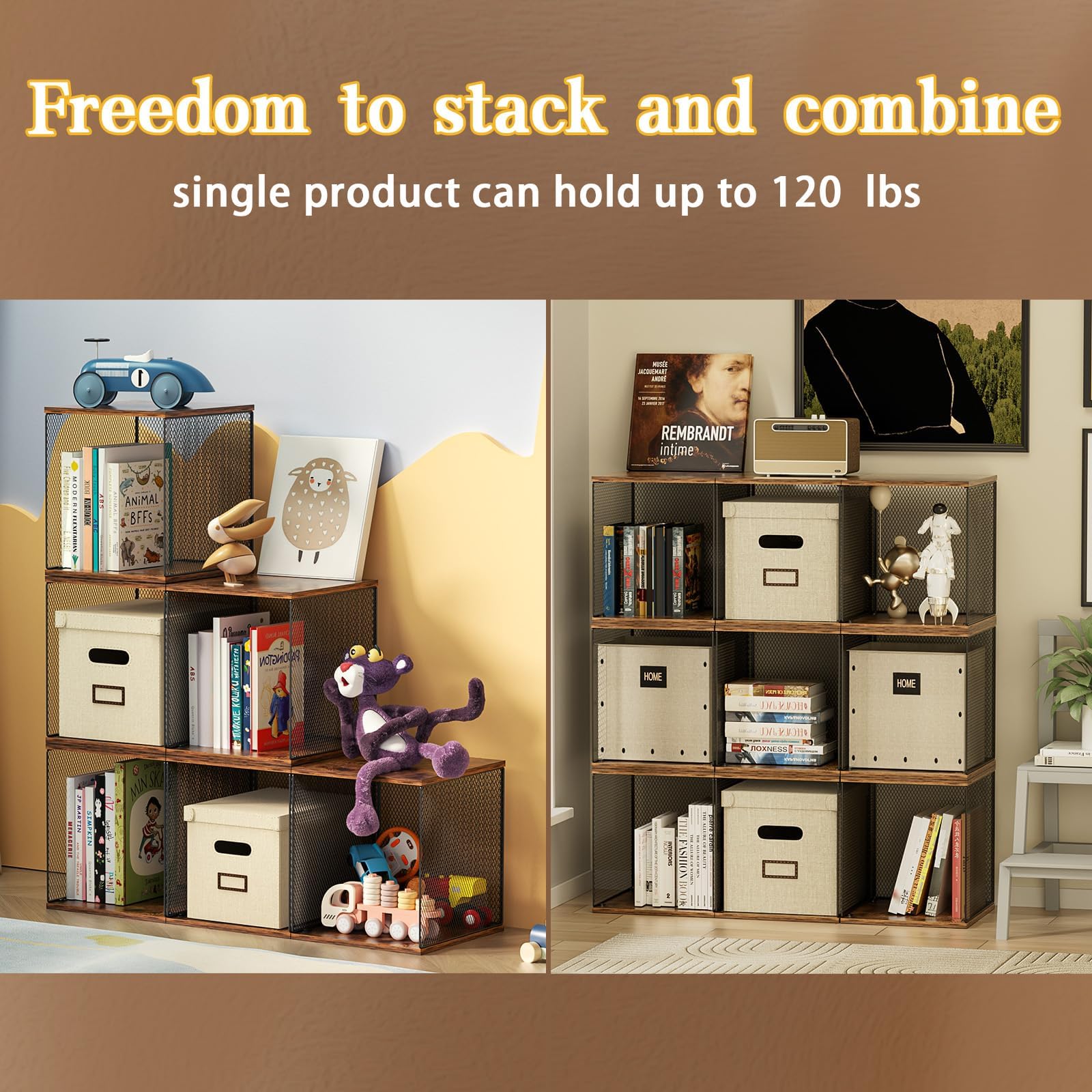 2 Cube Organizer Book Shelfs DIY Variable Stackable Cube Storage Organizer for Kid Bedroom、