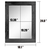 24" x 18" Rectangle Black Wood Frame Wall Mirror with Attached Hanging Brackets