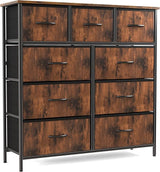 Dresser for Bedroom, Tall Dresser with 5 Drawers, Storage Tower with Fabric Bins,