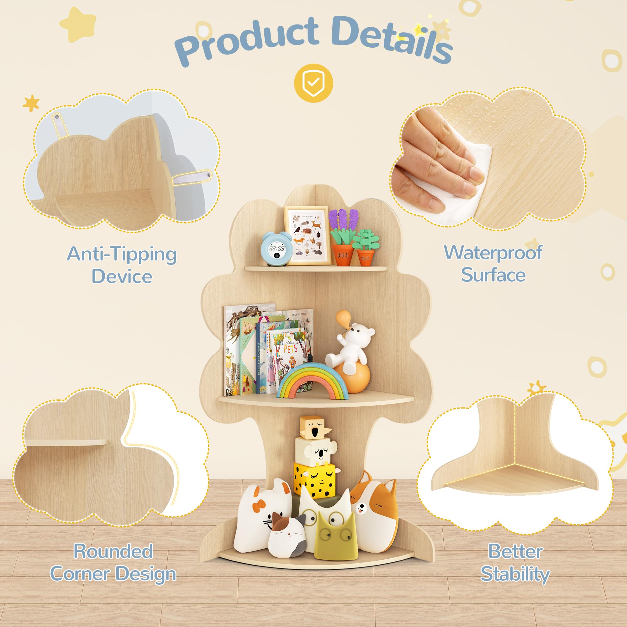 Tree Kids Bookshelf, Corner Bookshelf Kids, Bookshelf for Kids