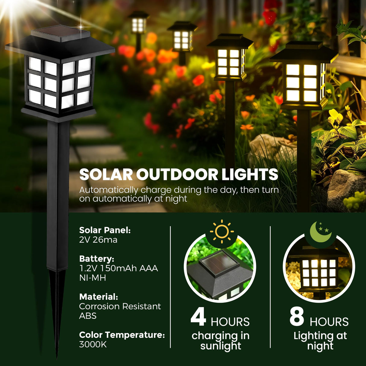 Solar Outdoor Lights,12 Pack LED Solar Lights Outdoor Waterproof, Solar Walkway Lights