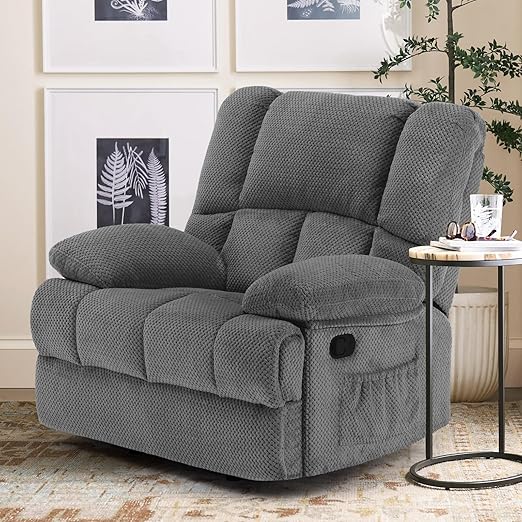 Oversized Rocking Rocker Recliner Chair for Living Room Adults, Camel