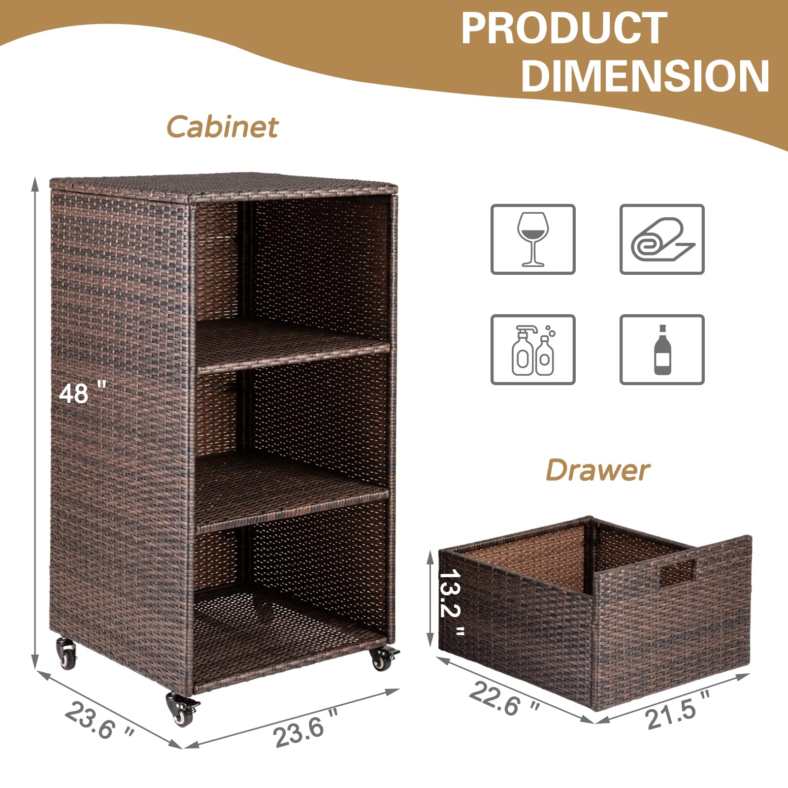 Outdoor Towel Cabinet, Pool Accessory Storage Organizer