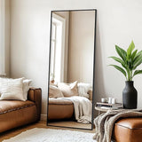 57"x19" Arched Full Length Mirror with Stand, Gold Mirror Full Length Aluminum Alloy