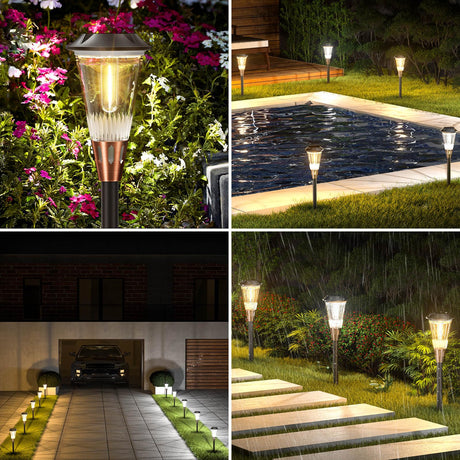 Solar Pathway Lights Outdoor 8 Pack, Bright Solar Lights Outdoor Garden 2-Color