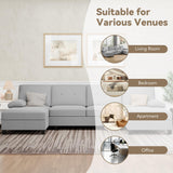 Walsunny Sectional Couches for Living Room, Convertible U-Shaped Sofa Couch with Double Chaise, 4 Seat Sofa Set Modular Sofa Couch for Apartment, Light Grey