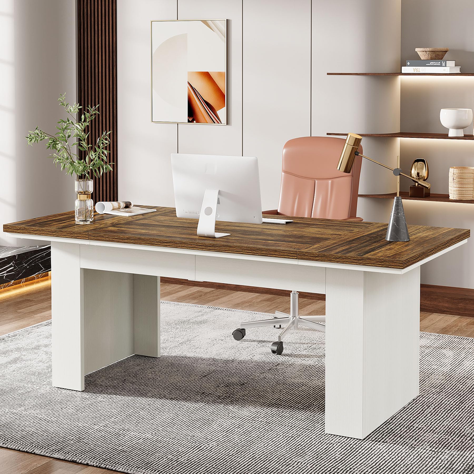 63" Executive Office Desk, Modern Computer Desk for Home Office, Easy Assembly