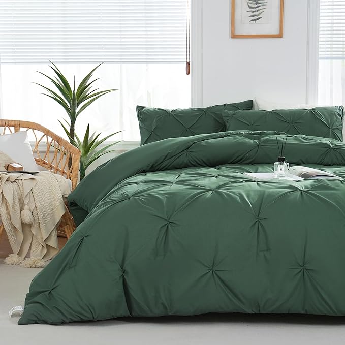 Queen Comforter Set Pink - 3 Pieces Cute Pinch Pleat Bed Set