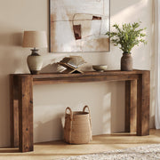 70.9-Inch Solid Wood Console Table - Rustic Brown Farmhouse Entryway Table