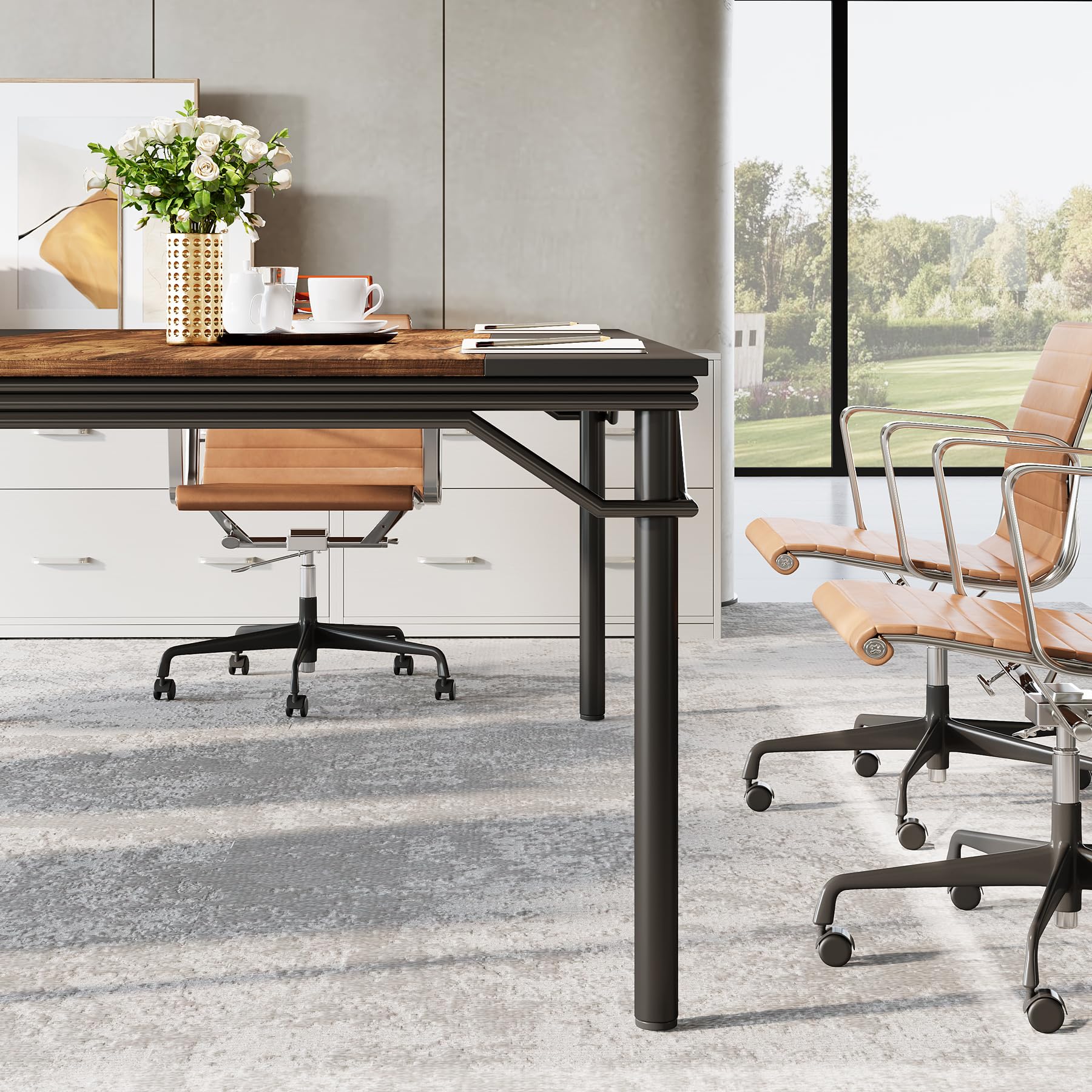 Conference Table,D Meeting Seminar Table, Large Rectangle Computer Desk