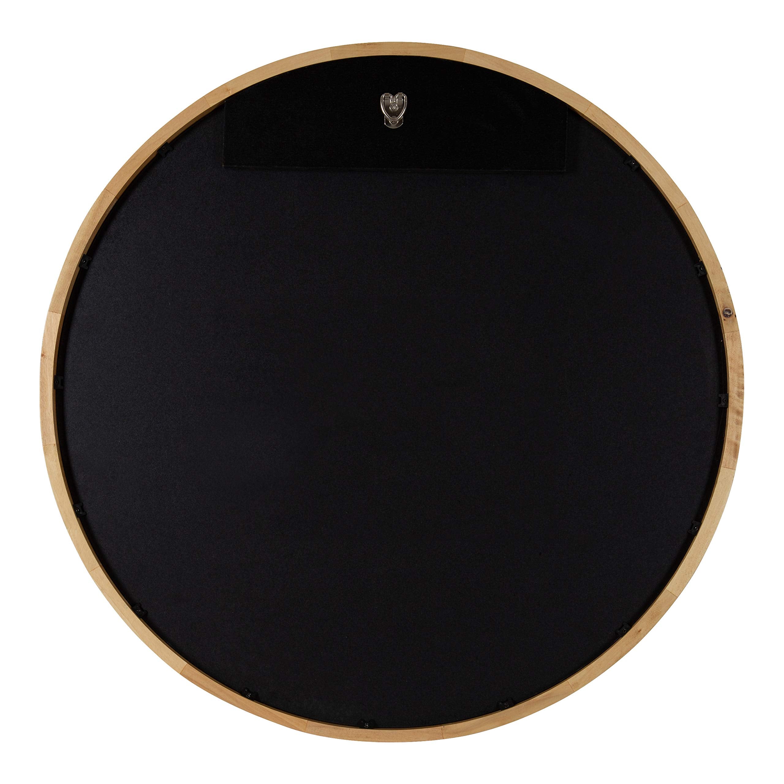 McLean Mid-Century Wood Framed Wall Mirror, 24 inch Diameter
