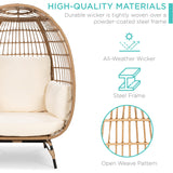 Wicker Egg Chair, Oversized Indoor Outdoor Lounger for Patio