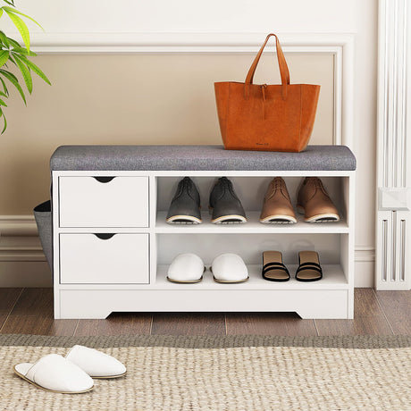 Shoe Bench with Cushion, Entryway Bench with Storage, Shoe Bench with Storage, Shoe