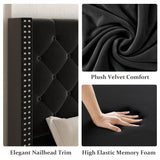 Queen Velvet Platform Bed with 58" Wingback Headboard