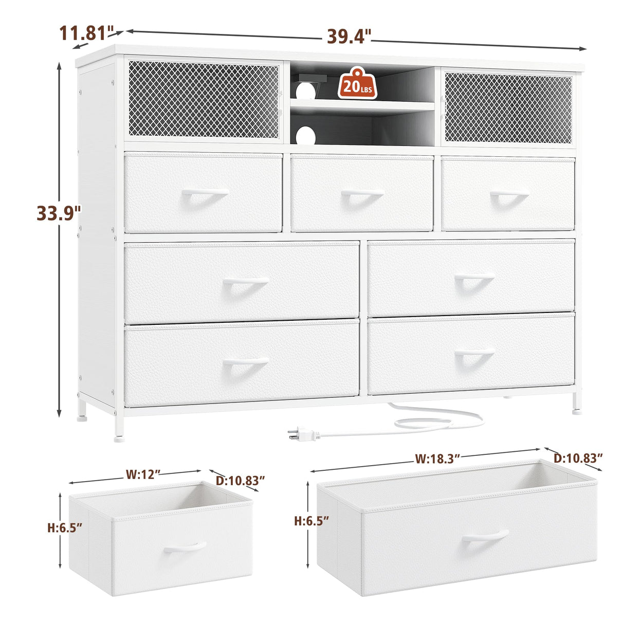 White Dresser TV Stand with Power Outlet TV Stand for Bedroom TV Stands for Living Room