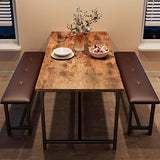 Dining Table Set for 4, Kitchen Table with Benches, Rectangular Dining Room Table Set