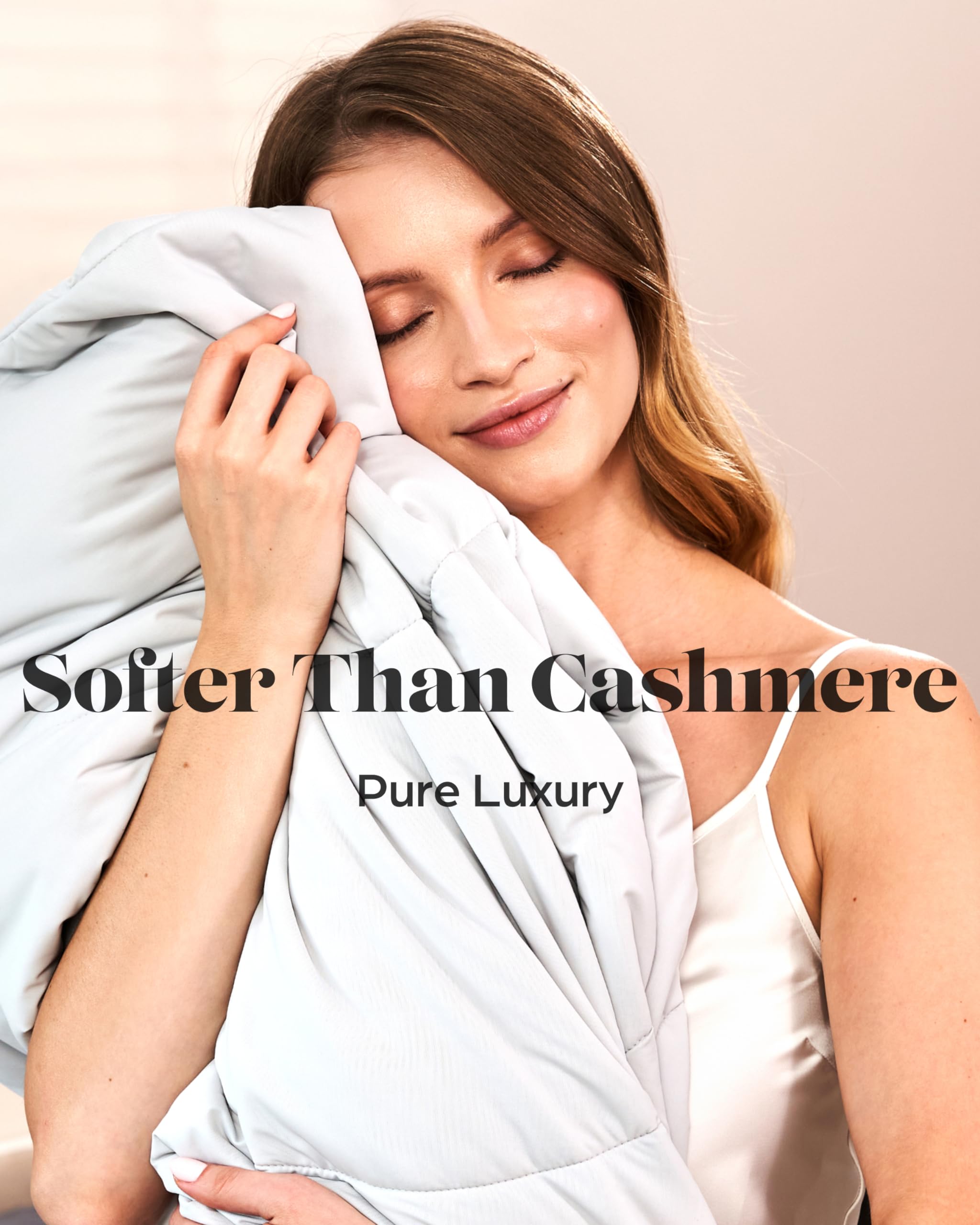 Cooling Comforter Queen Size Luxury Cooling Duvet Ultimate Cooling Comforter for Night Sweats Cool Comforters for Hot Sleepers Ideal Menopause Blanket for Incredible Rest (Queen, Light Grey)