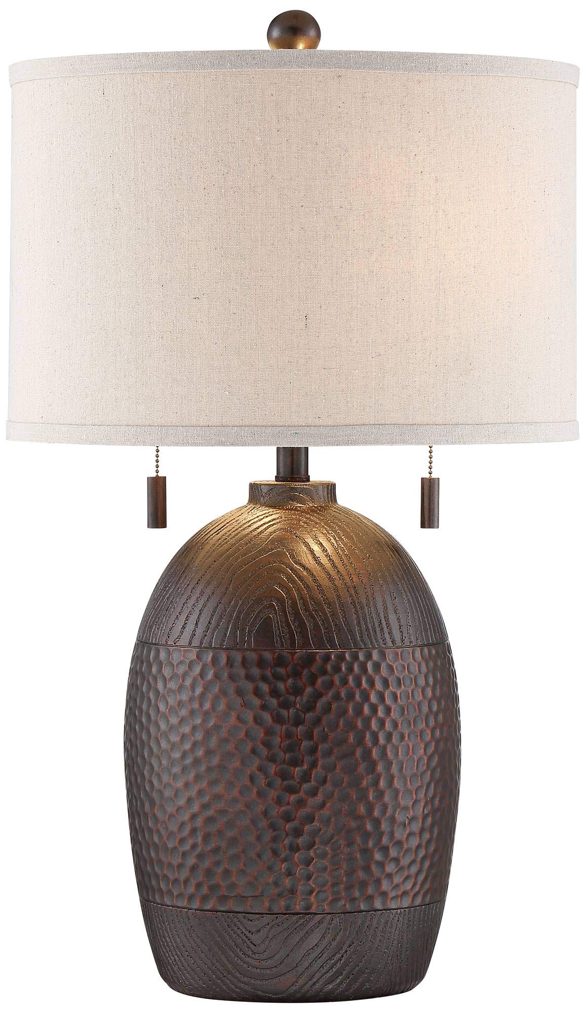 Byron Rustic Farmhouse Industrial Table Lamp 27.5" Tall Hammered Textured Bronze White