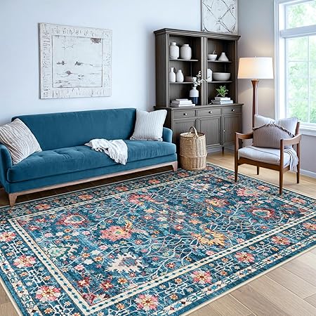 Red 5x7 Area Rugs for Living Room, Washable Rugs for Bedroom Non Slip