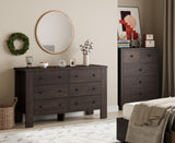 Dresser for Bedroom, 6 Drawer Dresser with Metal Handle, Wood Dresser