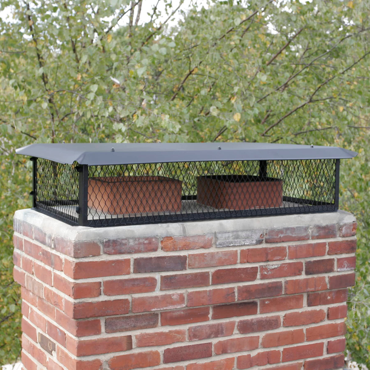 174114 Multi-Flue Chimney Cap, 17" x 41" x 14" Height, Galvanized Steel