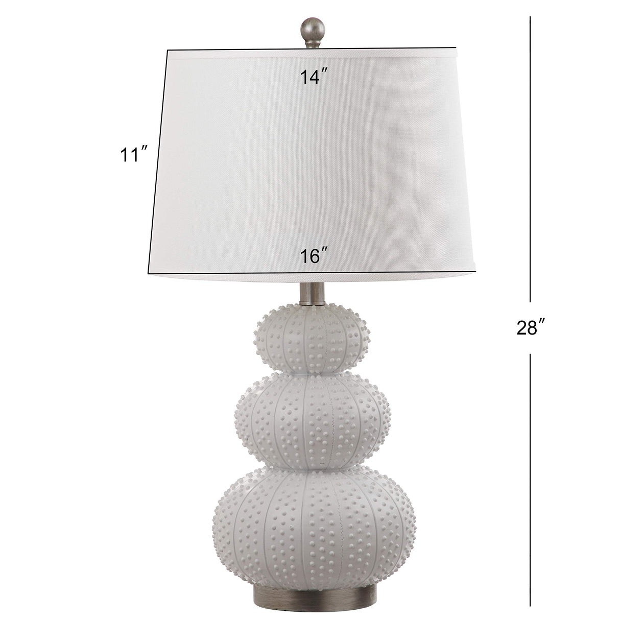 SAFAVIEH Lighting Collection Rita Modern Contemporary White Triple Gourd Studded 29-inch Bedroom Living Room Home Office Desk Nightstand Table Lamp Set of 2 (LED Bulbs Included)