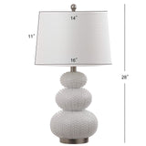 SAFAVIEH Lighting Collection Rita Modern Contemporary White Triple Gourd Studded 29-inch Bedroom Living Room Home Office Desk Nightstand Table Lamp Set of 2 (LED Bulbs Included)