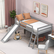 Loft Bed with Slide, Wood Twin Low Loft Bed