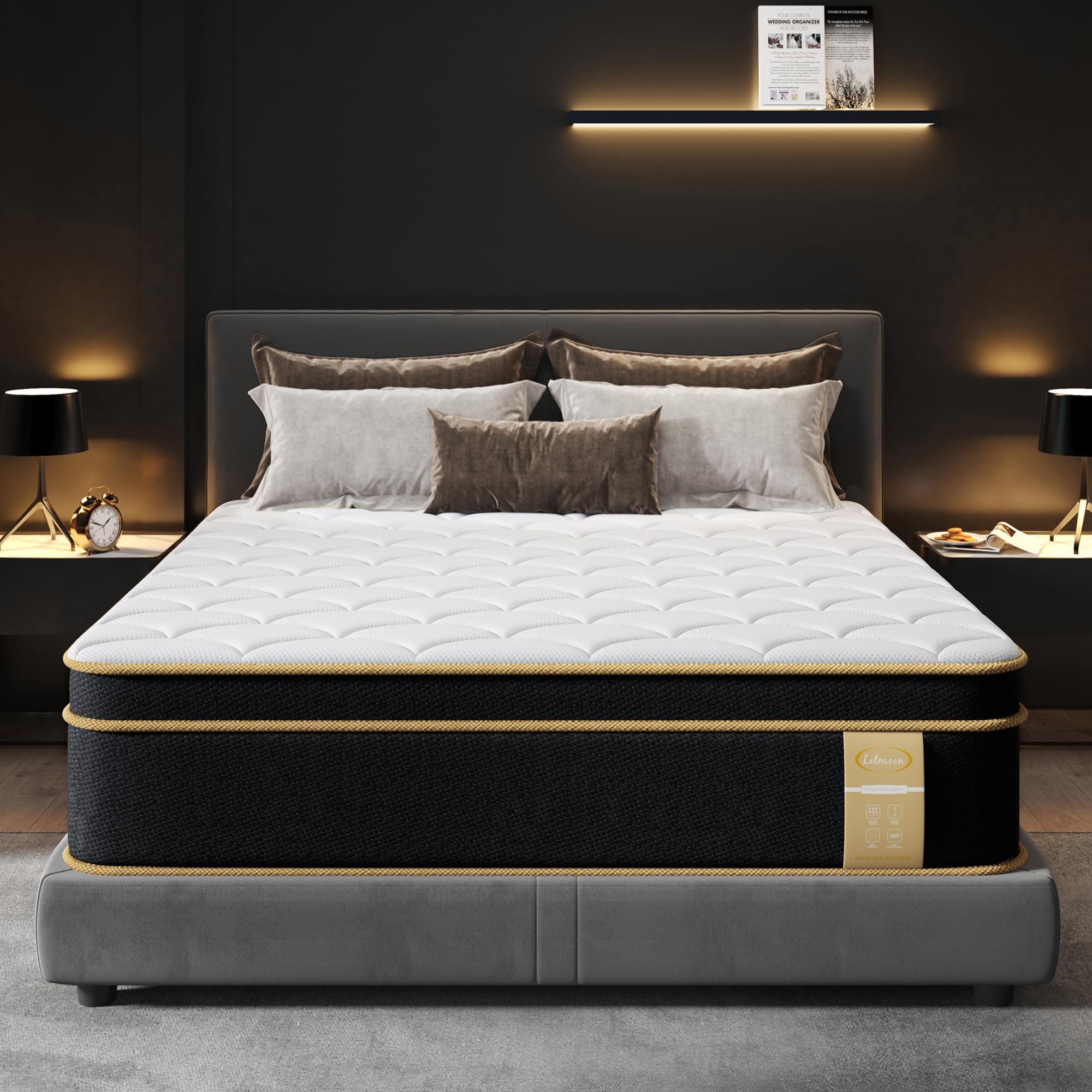 Queen Size Foam and Spring Hybrid Mattresses, 14 Inch Medium Firm Mattress in a Box