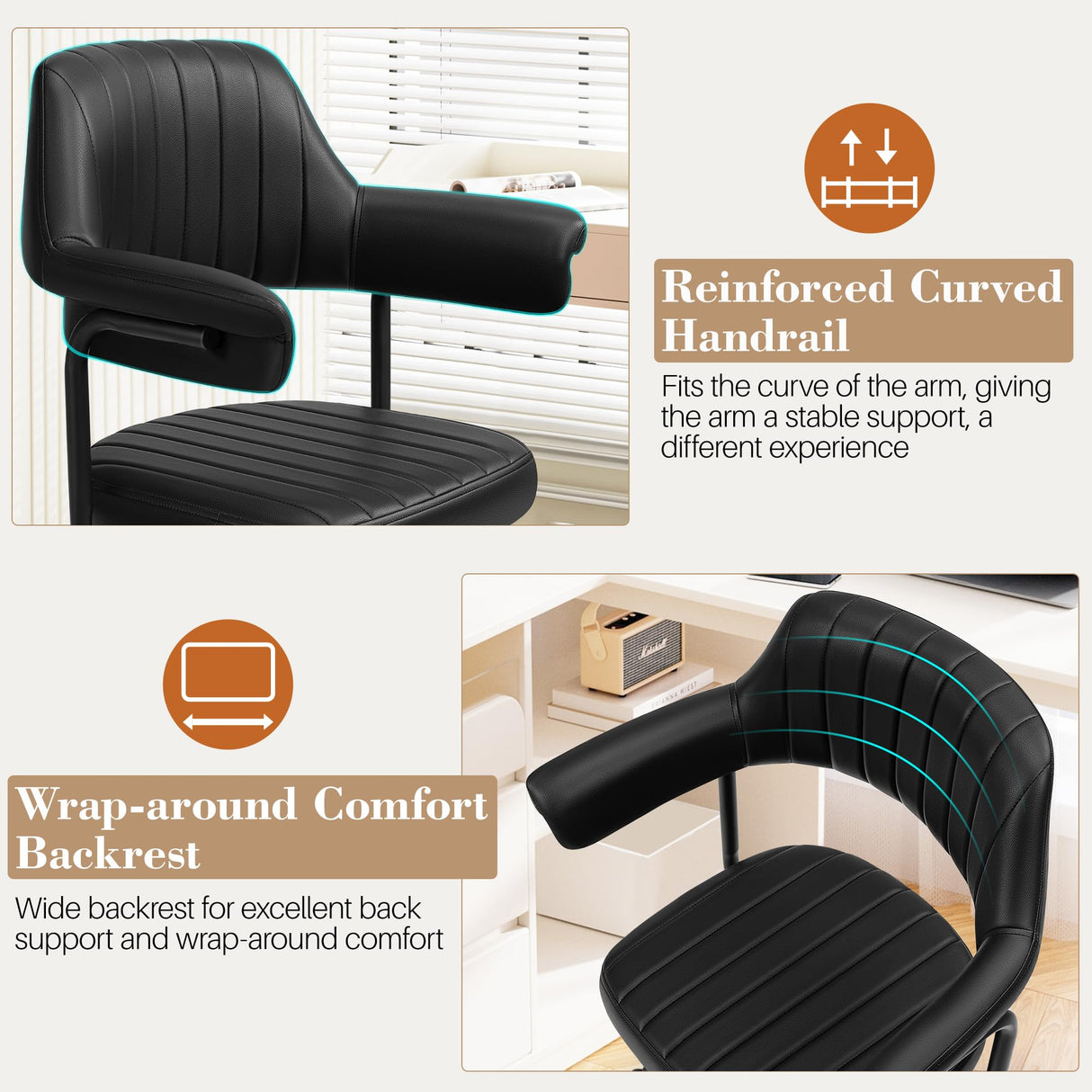 Swivel Office Chair with Adjustable Height - Ergonomic Desk Chair for Home Office