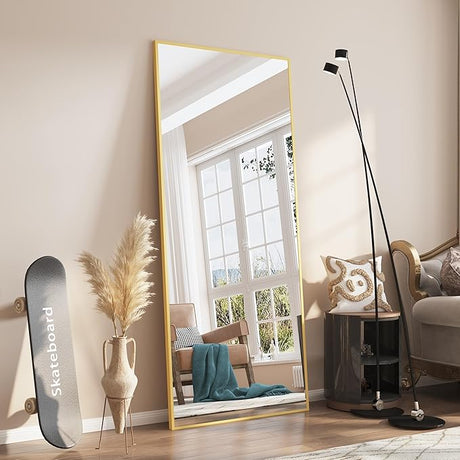 Arched Mirror, 65"x24" Arched Floor Mirror, Full Body Mirror Hanging or Leaning for Wall, Arched Mirror Full Length with Aluminum Alloy Frame, Black Bedroom Mirror, Tempered Glass Long Mirror