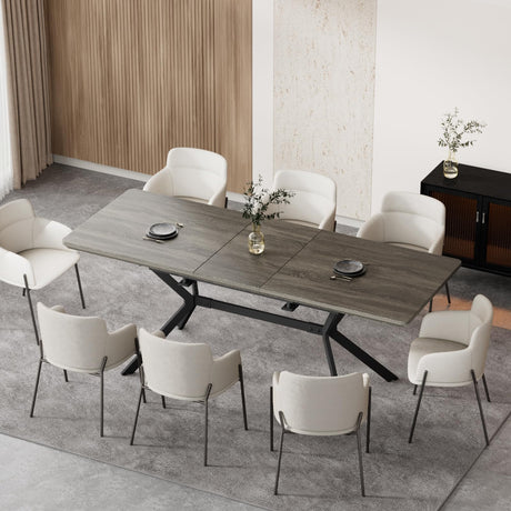 Extendable Dining Table for 6-8 Persons, Modern Dining Room Table from 56.6'' to 72.4'',