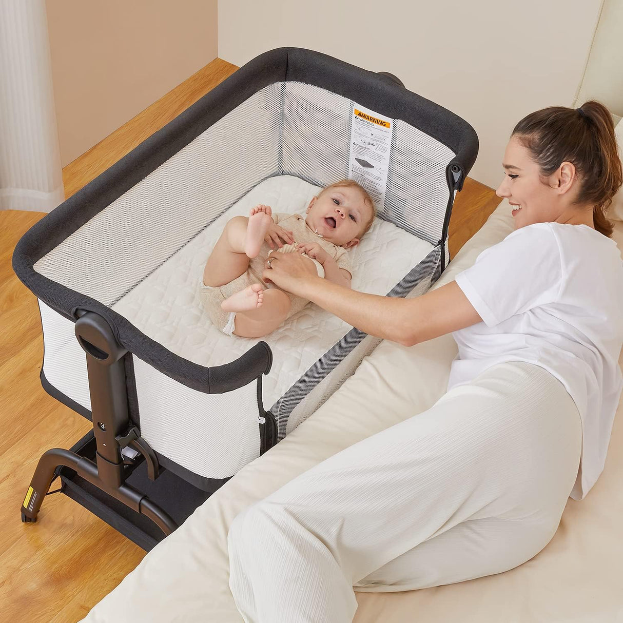 Baby Bassinet, 3 in 1 Bassinet Bedside Sleeper with Washable Soft Mattress and Sheet