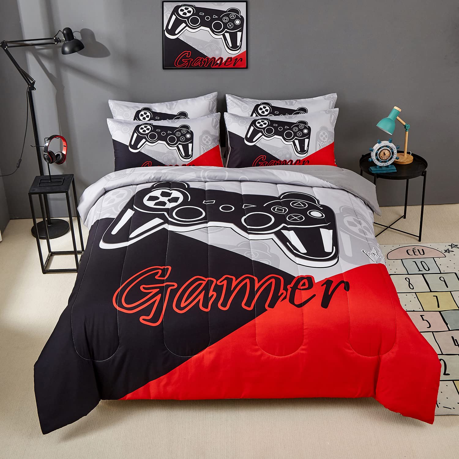 Gaming Comforter Sets for Kids Teen Boys,Video Games Controller Pattern Bedding Set