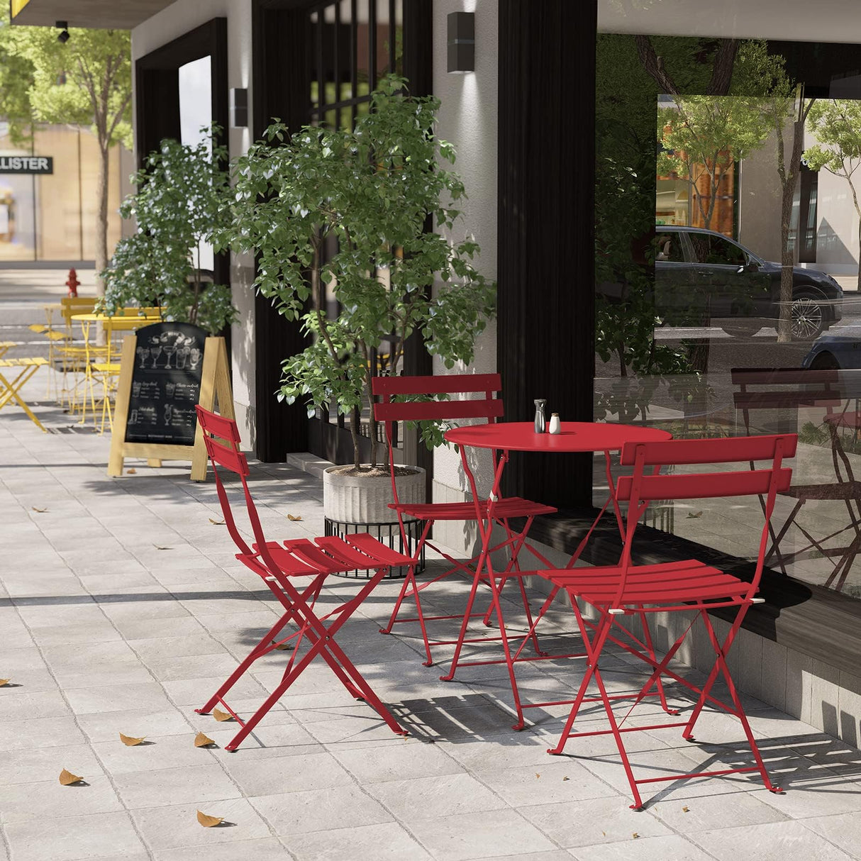 Premium Frame Patio Bistro Set, Folding Outdoor Patio Furniture Sets, 3 Piece Patio Set