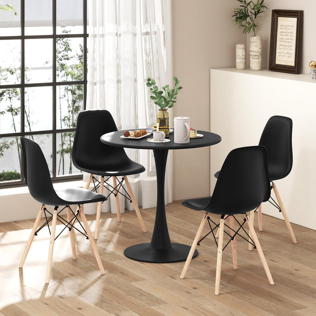 Kitchen Table Chairs Set of 4 - Dinette Table Set with 32” Round Table and Dining Chairs,