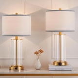 23.5'' Glass Table Lamp Set of 2 for Bedroom Antique Brass Finish
