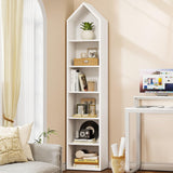 73" Tall Narrow Bookshelf, Modern Open 5 Tier Bookcase, Wooden Shelf Stand for Small