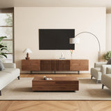 94.5" Mid-Century Modern TV Stand for 80+ Inch TVs - Walnut Entertainment Center
