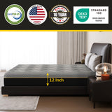 12 Inch King Mattress, Copper Gel Cooling Memory Foam Mattress for Back Pain Relief