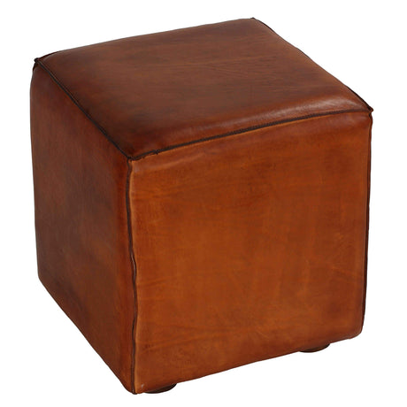 Sands Leather Cube Ottoman, 18.5" High, Brown