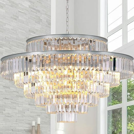 Large Crystal Chandeliers Gold Chandelier Luxury Pendant Ceiling Lights Fixture Hanging