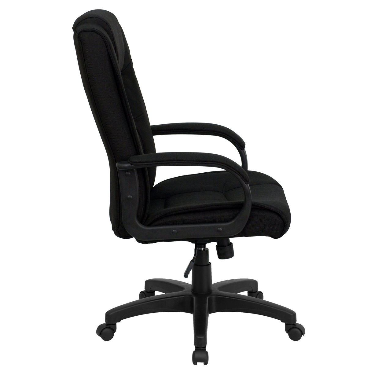 Jessica High Back Black Fabric Executive Swivel Office Chair with Arms