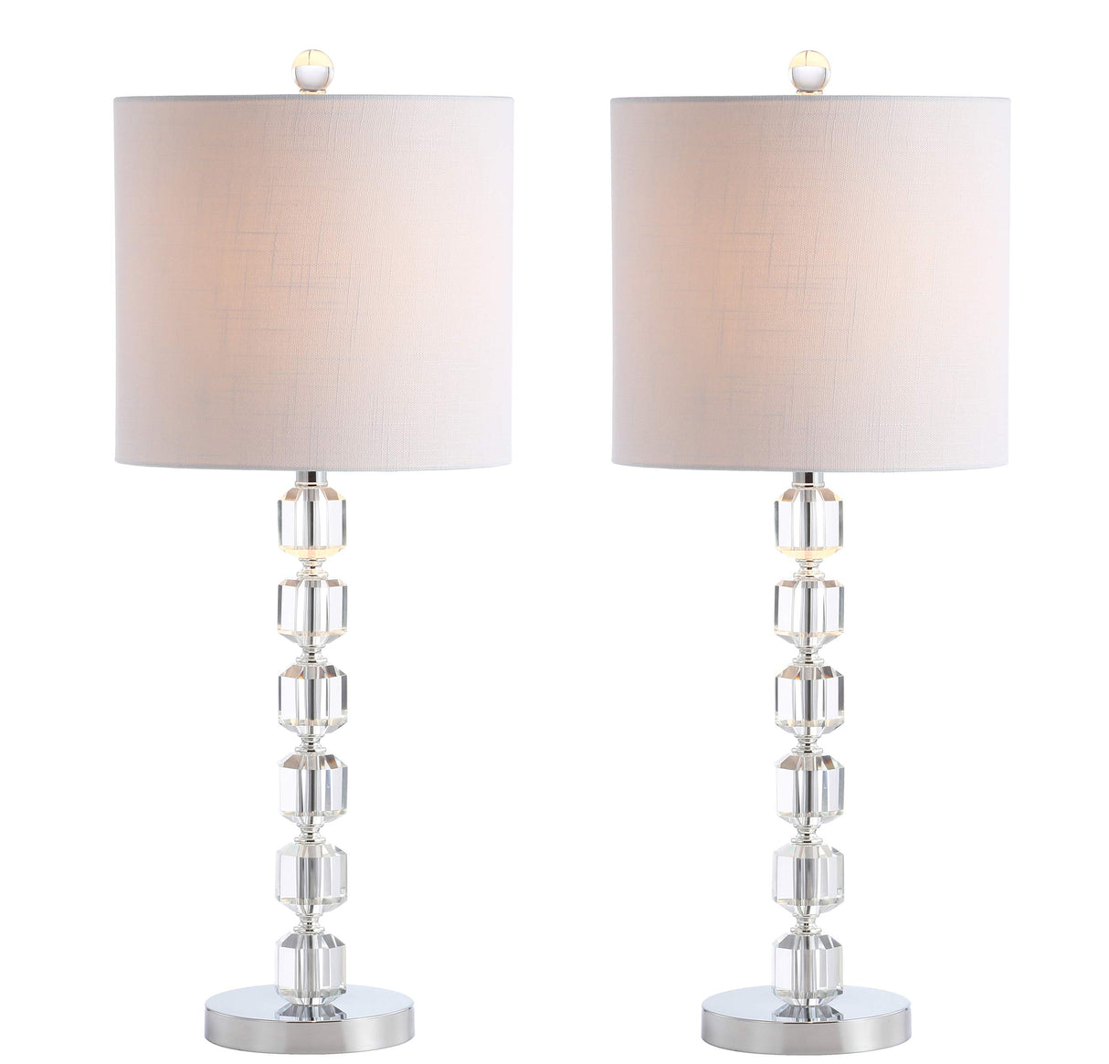 jYL5053A-SET2 Set of 2 Table Lamps Cary 27.5" Modern Stacked Crystal/Metal LED Table